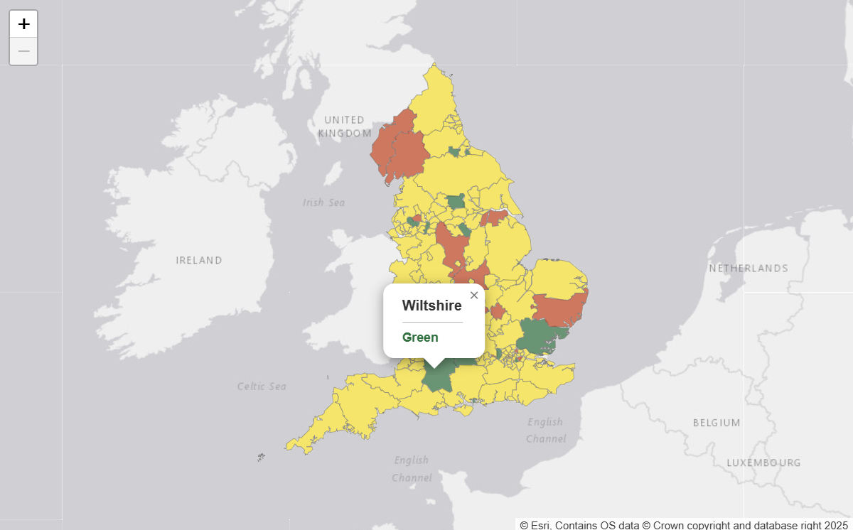 The Department for Transport have given Wiltshire Council an overall Green rating for how well they maintain local roads